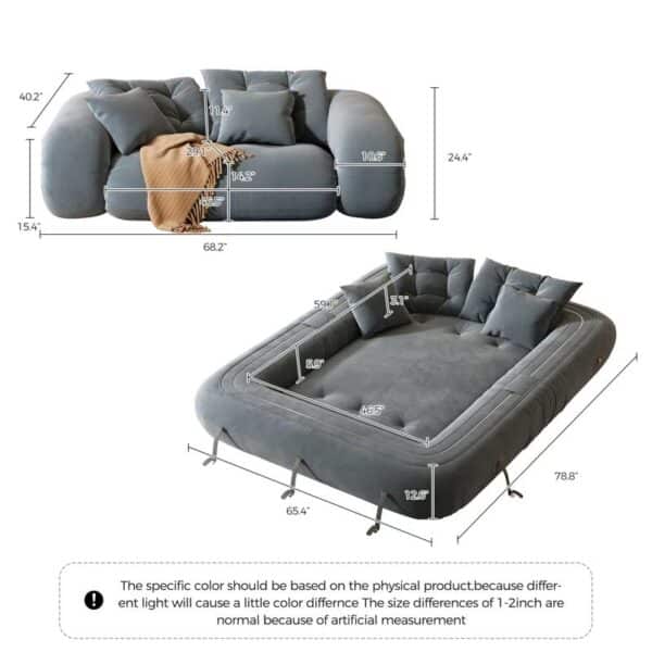 Velvet Convertible Sleeper Sofa - Image 3