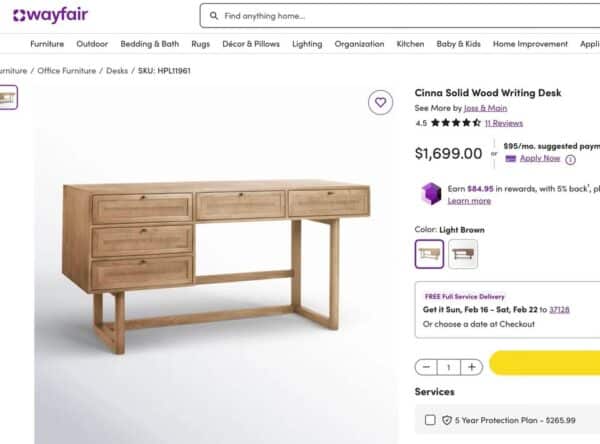 Cinna Solid Wood Desk - Image 3