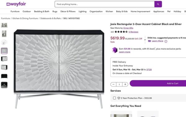 Josie Black & Silver Accent Cabinet - Image 2