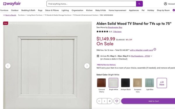 Alden White Tv Stand - Image 4