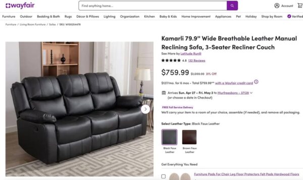 Kamarli Black Reclining Sofa - Image 4