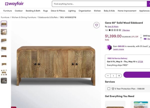 Gene 60'' Solid Wood Sideboard - Image 3