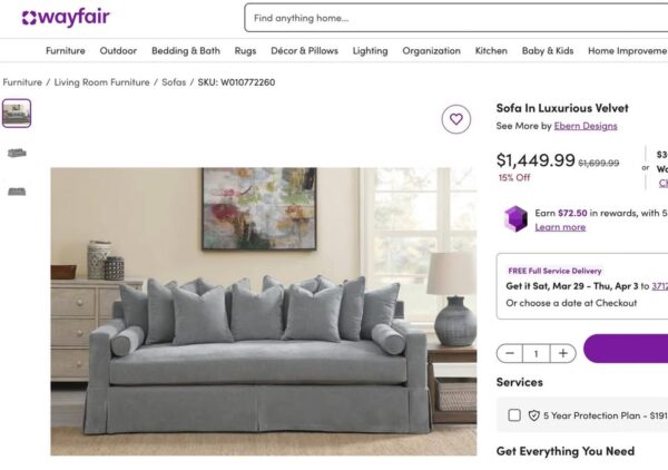 ✨Stunning Grey Velvet Sofa - Image 2