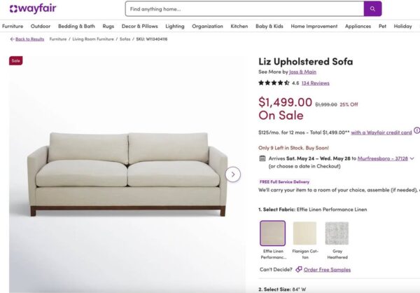 Liz Upholstered Sofa - Image 2