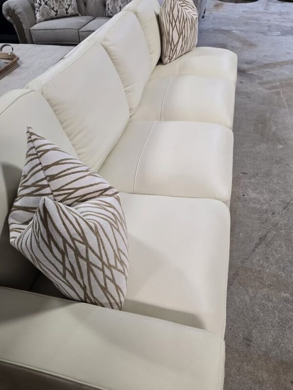 Cream Genuine Leather Sofa - Image 2