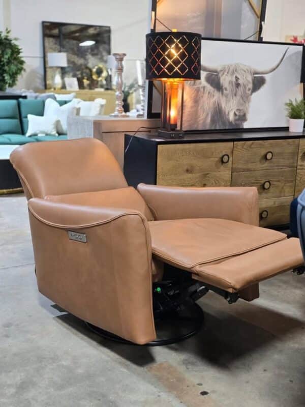 Santo Top Grain Genuine Leather Power Swivel Recliner - Image 4