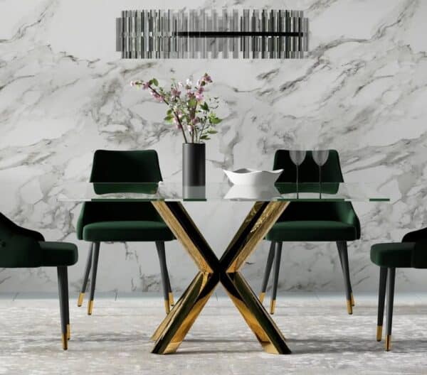 60" Square Glass Dining Table
