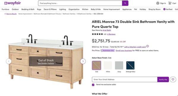 72" Monroe Bathroom Vanity - Image 4