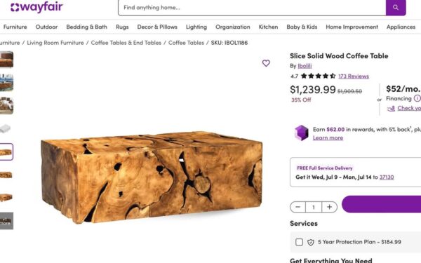 Slice Solid Wood Coffee Table - Image 4