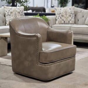 Genuine Leather Swivel Accent Chair