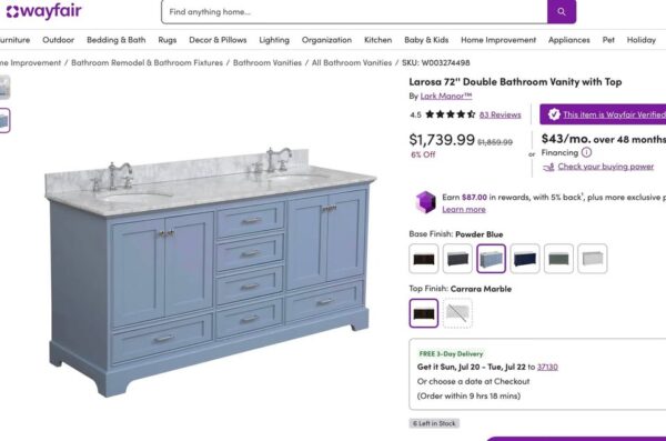 72" Larosa Bathroom Vanity - Image 4