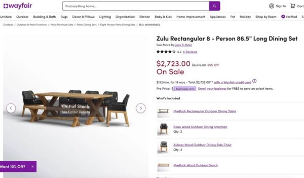 6-pc Solid Teak Outdoor Dining Set - Image 2