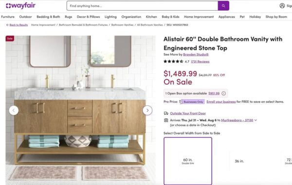 60" Double Bathroom Vanity - Image 3