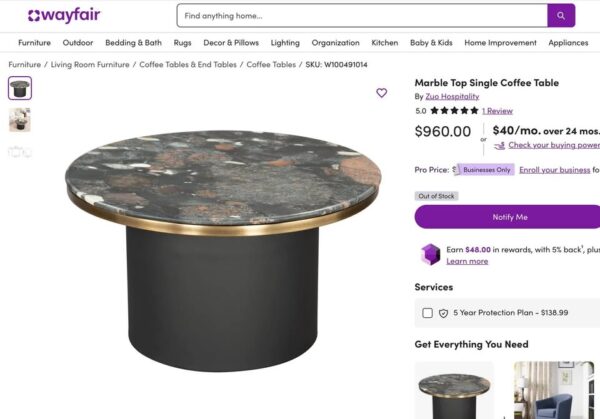 Black Marble top Coffee Table - Image 3