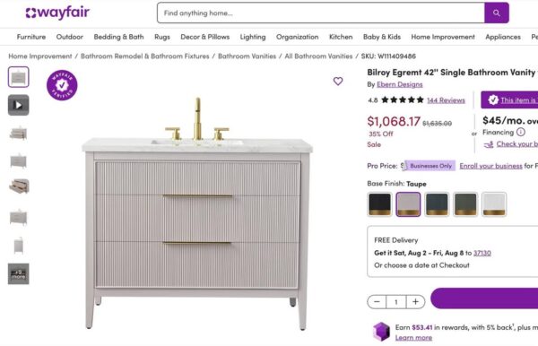 Egremt Fluted 42'' Bathroom Vanity - Image 3