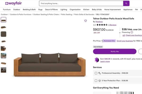 Brand New Solid Wood Outdoor Patio Sofa - Image 4