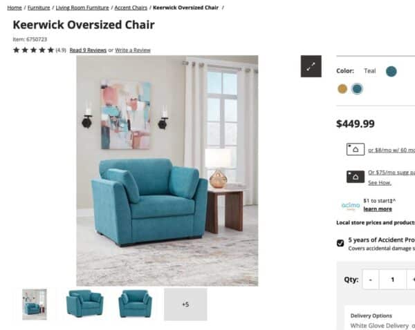 Teal Oversized Accent Chair - Image 4