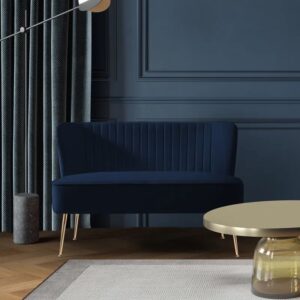 Navy Velvet Loveseat