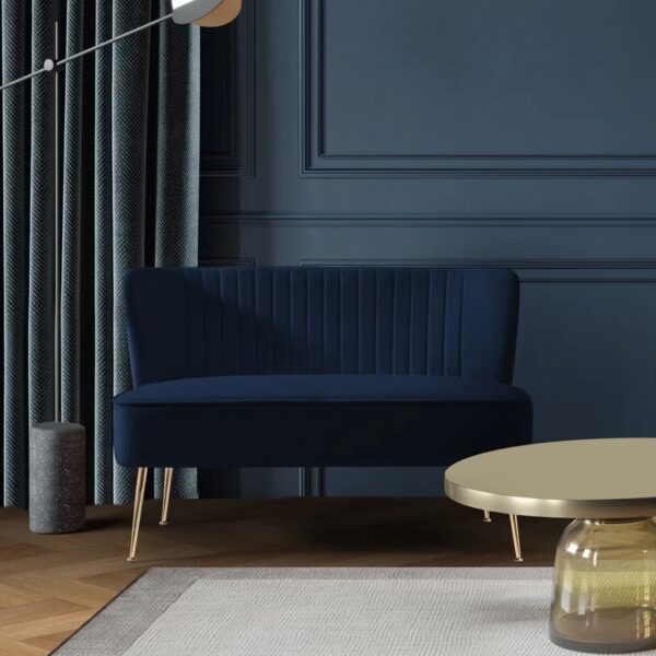 Navy Velvet Loveseat