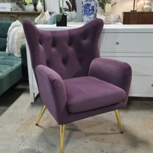 Purple Velvet Wingback Accent Chair