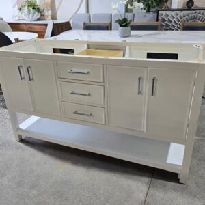 White 60" Double Bathroom Vanity Cabinet