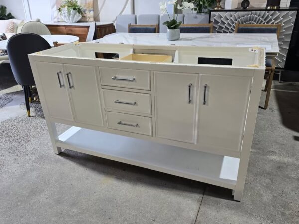 White 60" Double Bathroom Vanity Cabinet