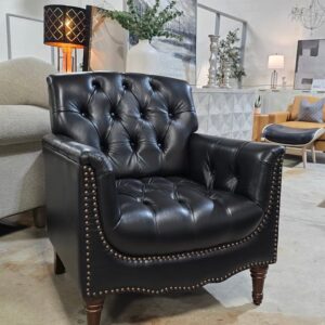Black Genuine Leather Armchair