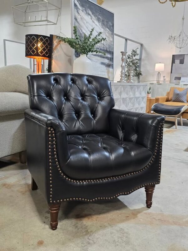 Black Genuine Leather Armchair