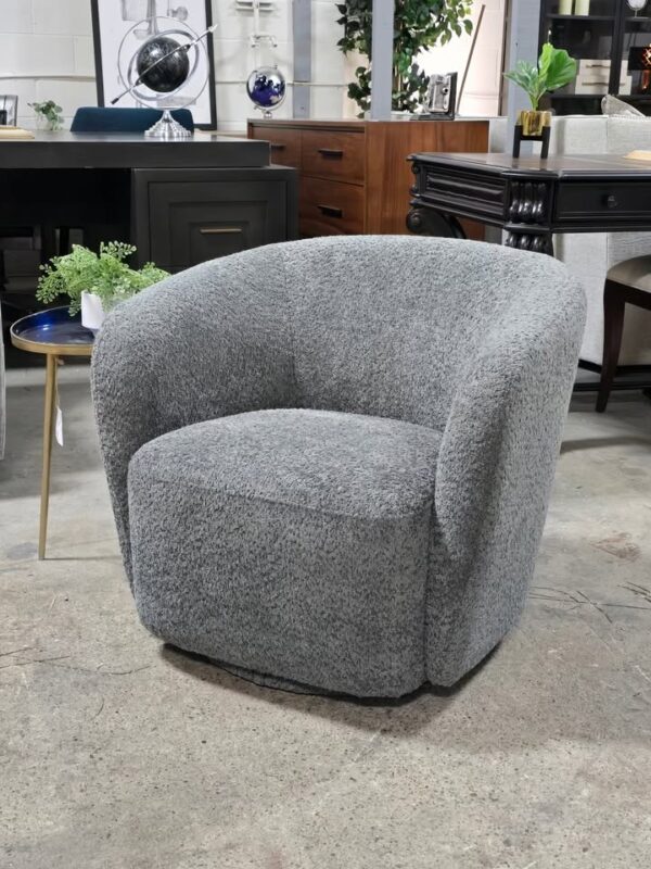 Grey Swivel Barrel Chair