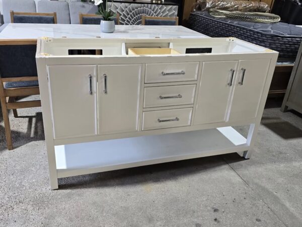 White 60" Double Bathroom Vanity Cabinet - Image 3