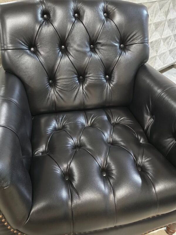 Black Genuine Leather Armchair - Image 2