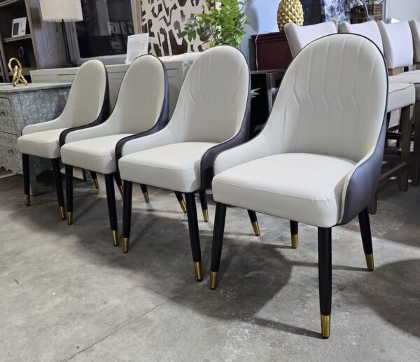 Set of 4 Modern Leather Dining Chairs - Image 2