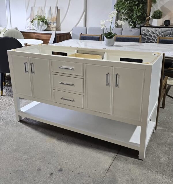 White 60" Double Bathroom Vanity Cabinet - Image 4