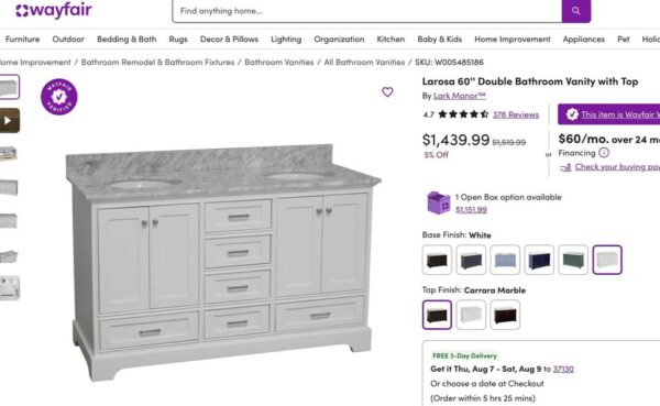 60" Larosa Double Bathroom Vanity - Image 4
