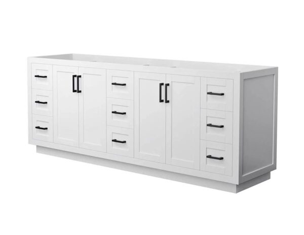 84" White Double Bathroom Vanity Cabinet