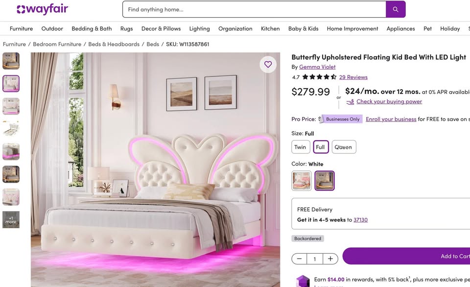 Full Size Butterfly Bed - Image 4