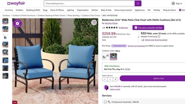 Set of 2 Patio Club Chairs - Image 4