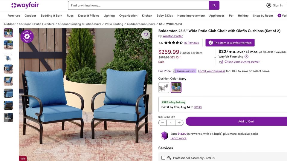 Set of 2 Patio Club Chairs - Image 4