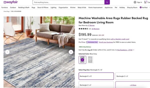 9' x 12' Abstract Machine Washable Rug - Image 7