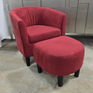 Red Accent Chair & Ottoman