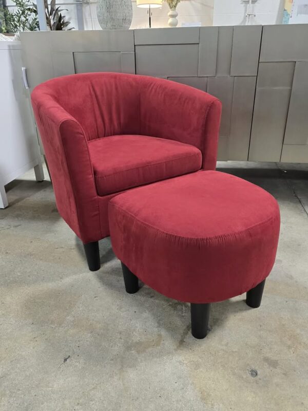 Red Accent Chair & Ottoman