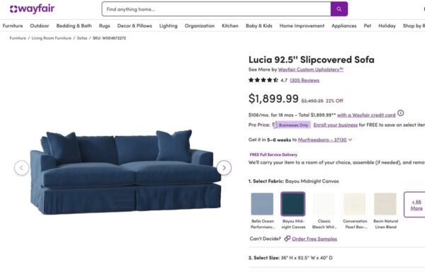 Lucia 92.5'' Slipcovered Sofa With Down Cushions - Image 4