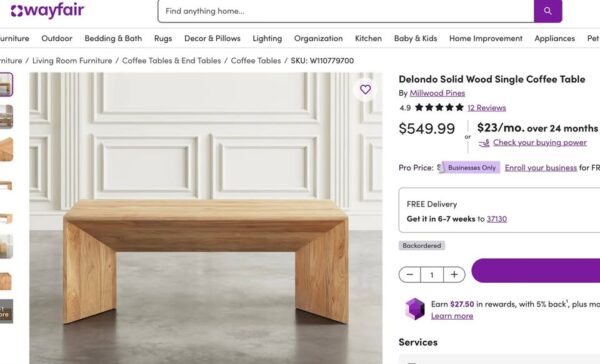 Delondo Solid Wood Coffee Table - Image 2