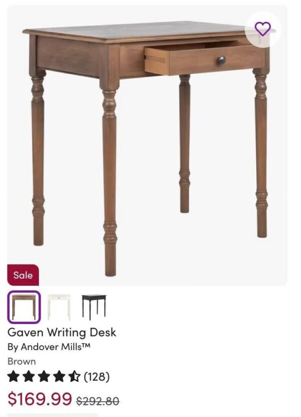 Gaven Solid Wood Writing Desk - Image 7
