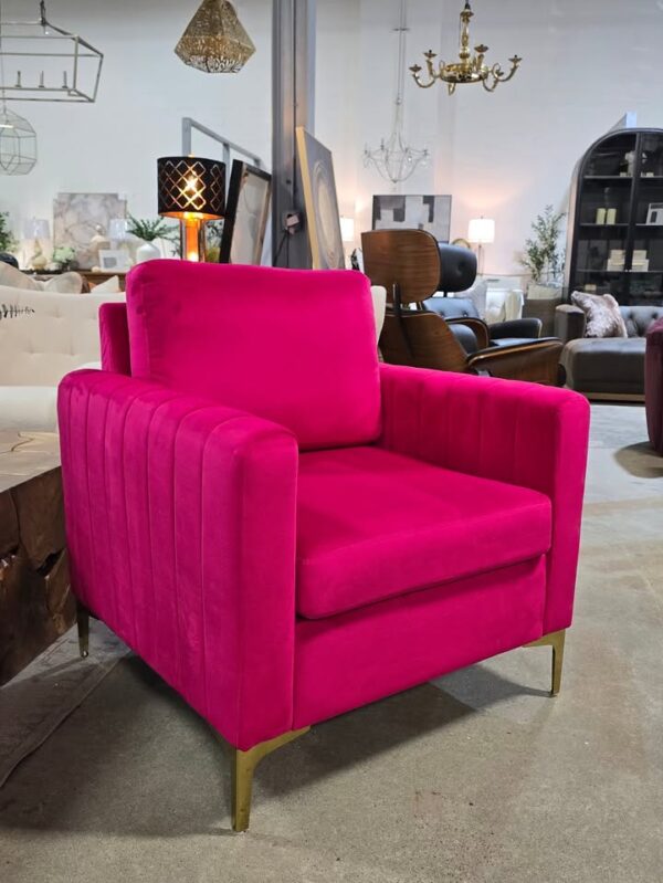 Pink Velvet Accent Chair - Image 3