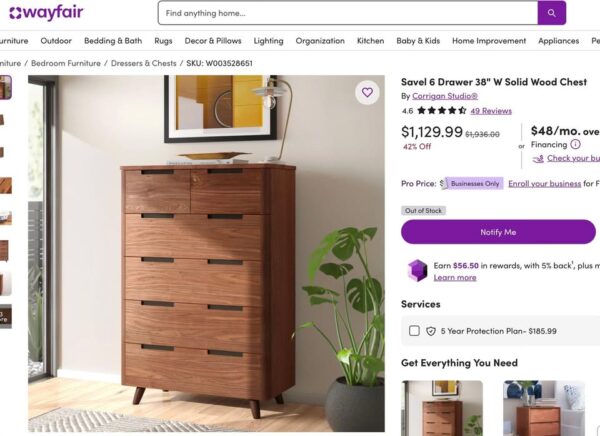 Savel Solid Walnut Wood Chest - Image 7