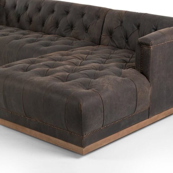 Four Hands Top Grain Leather Chaise - Image 3