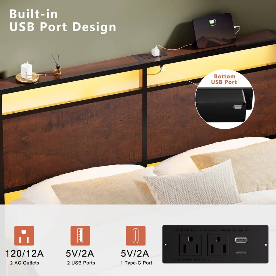 QUEEN Led Platform Bed - Image 4