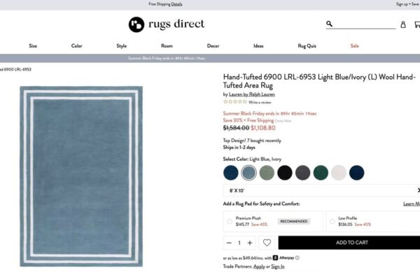 8' x 10' Ralph Lauren Wool Rug - Image 5