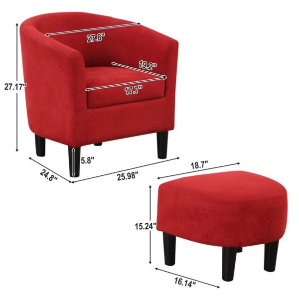 Red Accent Chair & Ottoman - Image 2